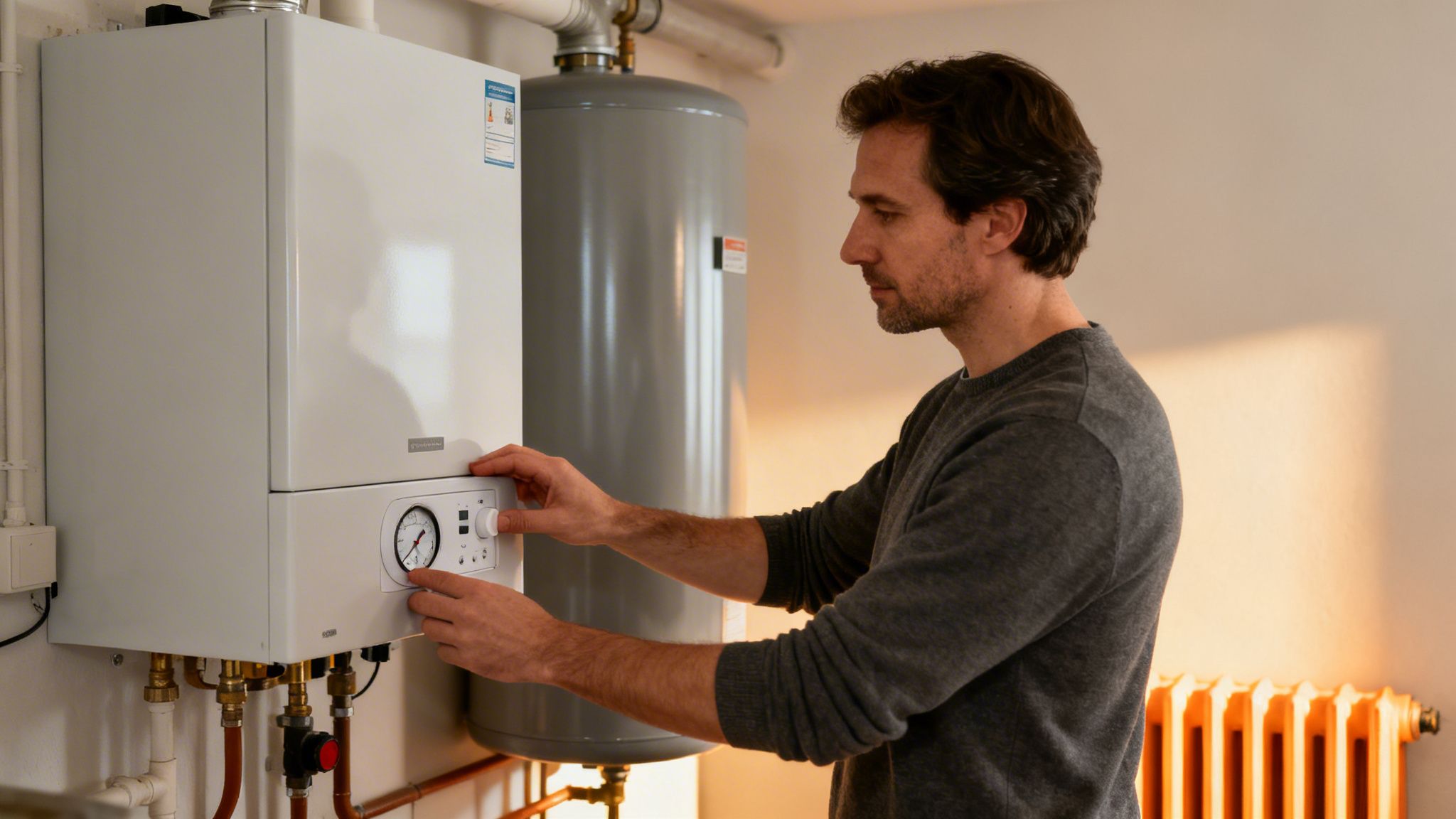 Professionel service og vedligeholdelse af gasfyr med varmtvandsbeholder.
